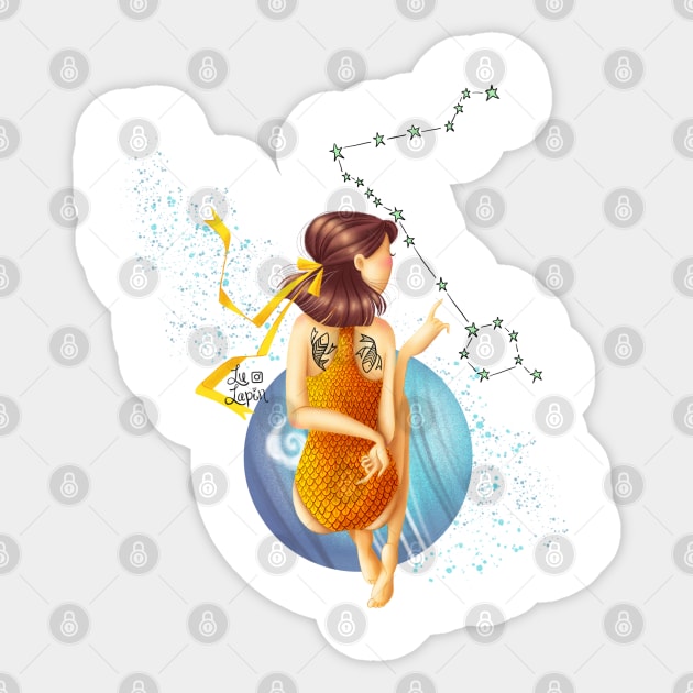 Pisces Sticker by Lu Lapin